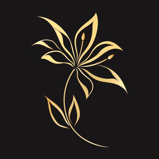 Flower silhouette logo gold simple hand-drawn stylish --v 6.0