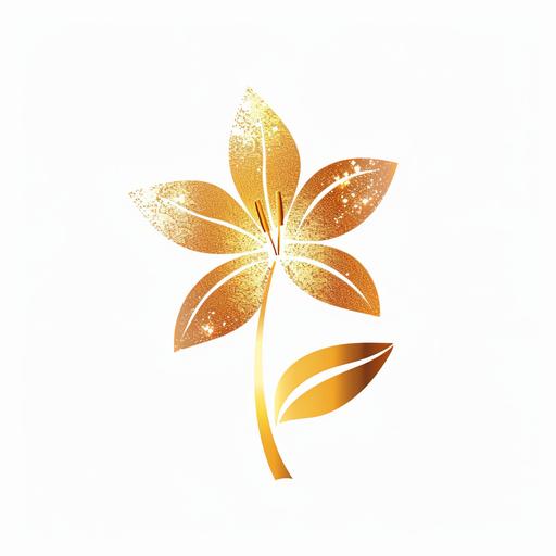 Single Flower Logo Simple Stylish Gold Glittering Background White --v 6.0