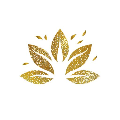 Single Petal Logo Simple Stylish Golden Glitter White background Illustration style --v 6.0