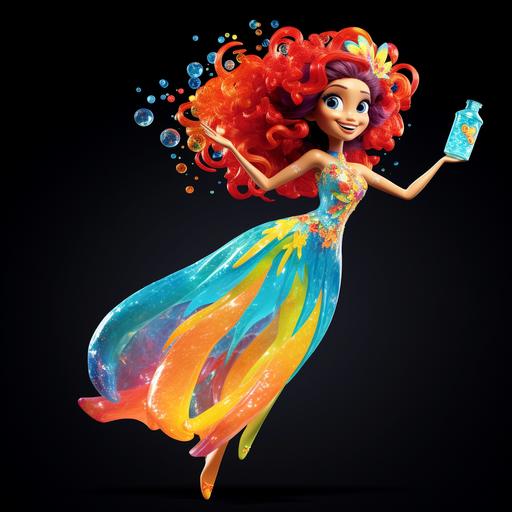 Imagine a vibrant and full of life scene, inspired by the Brazilian Carnival, reimagined through the warm and engaging style of Pixar. An animated character, dressed in a colorful and shiny Carnival costume, dances with contagious energy and a radiant smile. In one hand, she holds a plastic water bottle (this item is mandatory in the image and should be highlighted), emphasizing the importance of hydration with a touch of smart humor. The surrounding environment is a spectacle of bright colors, with confetti and streamers that seem to dance in the air, creating a festive and joyful background. The lighting is soft, yet bright, enhancing the textures and vibrant details of the scene, capturing the essence of Carnival joy and movement, but with the charm and emotional quality unique to Pixar. The character's expression, along with the visual elements, should convey joy, health, and the positive message of personal care in a welcoming and non-judgmental way. Pixar style, rich details, soft textures, saturated colors, and optimistic lighting.