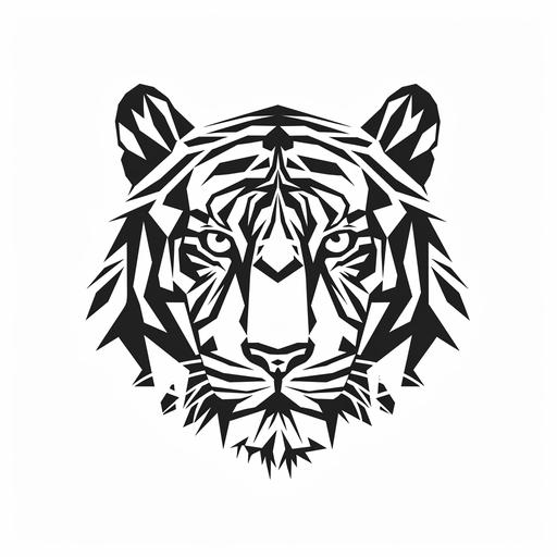 black and white vector polygon tiger logo on white background --v 6.0 --s 50