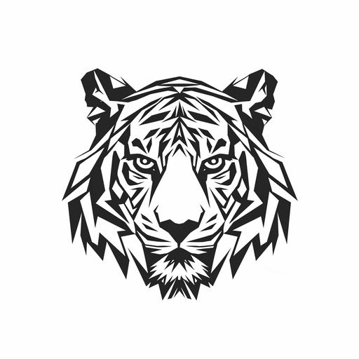 black and white vector polygon tiger logo on white background --v 6.0 --s 50