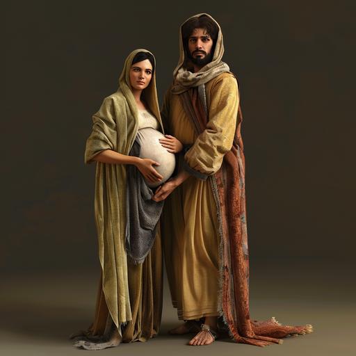 Pregnant Mary and Standing Joseph, Realistic, Cinematic