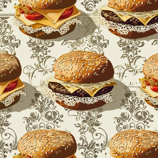 17th century repeating lace pattern of Cheeseburgers