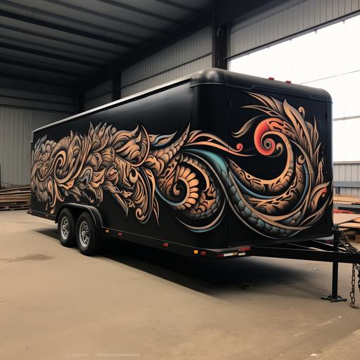 18 foot car trailer painted in black