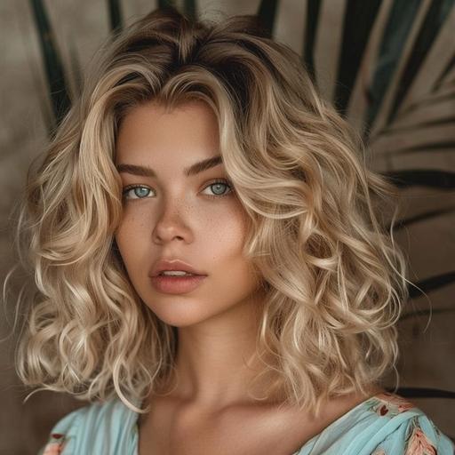 18 of the best blonde bob hairstyles for all shapes and sizes, in the style of baroque maritime, , cyan and beige, atmospheric portraits, natural beauty, beautiful women, wavy --s 50