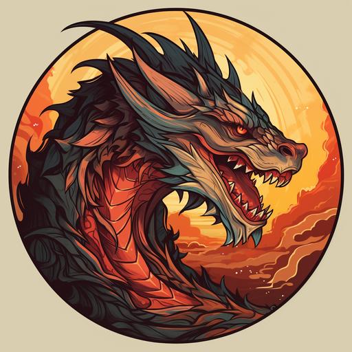 create dragon sticker representing fire earth