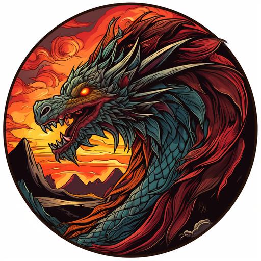 create dragon sticker representing fire earth