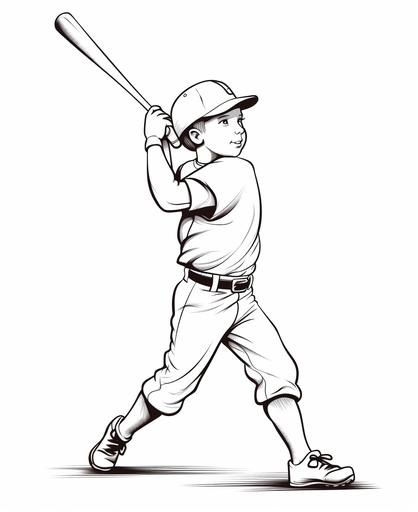 Outline art for kids coloring book page, Baseball bat and ball, white background, cartoon style, only use outline, line art, clean line art --ar 9:11