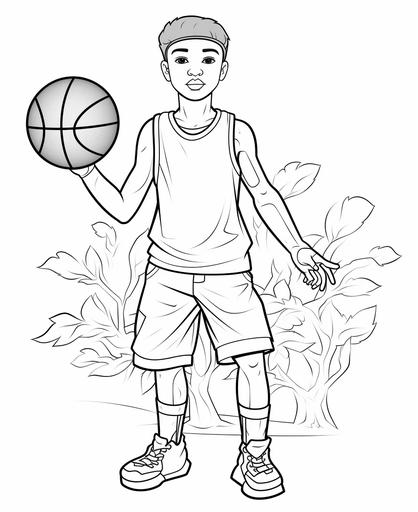 Outline art for kids coloring book page, Basketball hoop, white background, cartoon style, only use outline, line art, clean line art --ar 9:11