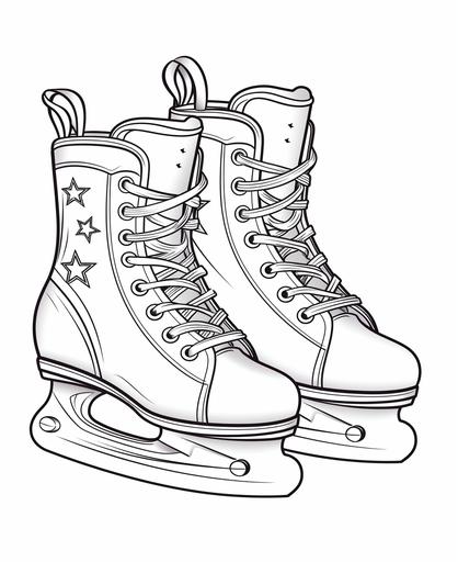 Outline art for kids coloring book page, Ice skates, white background, cartoon style, only use outline, line art, clean line art --ar 9:11
