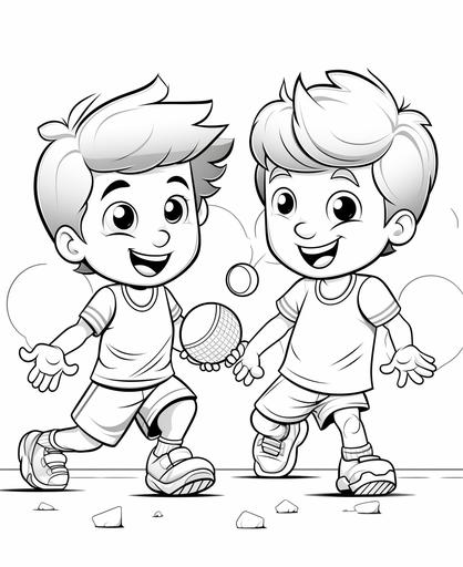 Outline art for kids coloring book page, Table tennis, white background, cartoon style, only use outline, line art, clean line art --ar 9:11