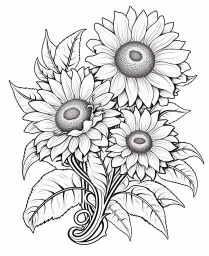 outlime art for kids coloring book page, english alphabet, sunflower, white background, cartoon style, only use otline, line art, clean line art --ar 9:11