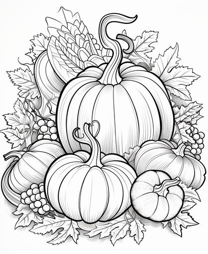 outline art for kids coloring book page, Thanksgiving Wallpaper: Create a patterned page inspired by vintage Thanksgiving wallpaper designs, white background, cartoon style, only use outline, line art, clean line art --ar 9:11