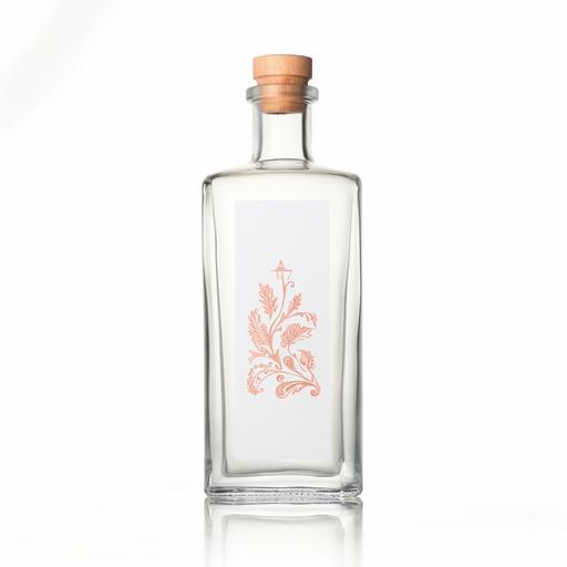 create a label gin label for for an alcohol brand called Plak Gin Stylise 700 V5 using this bottle  style label must have a white background with copper and bronze features text for the brand name