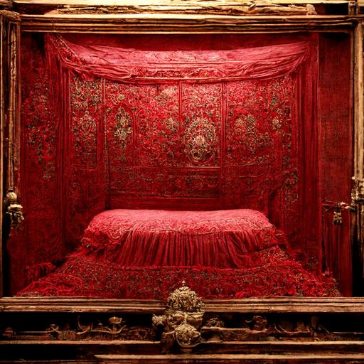 18th century red velvet bed