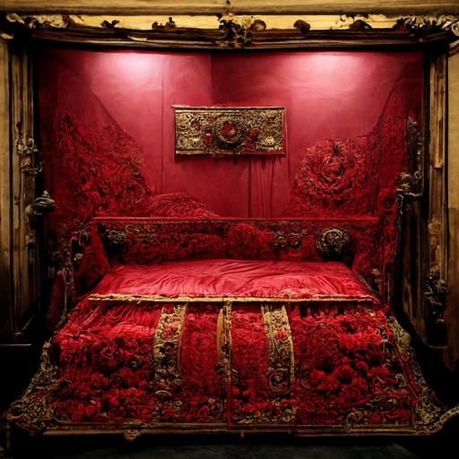 18th century red velvet bed
