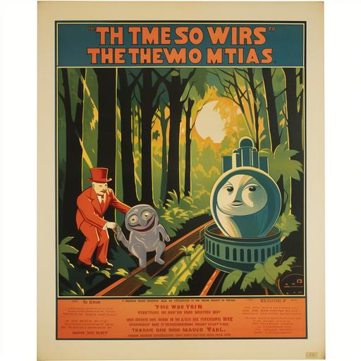 1930 thomas the tank engine versus the sloth wizards, film, art deco --style raw
