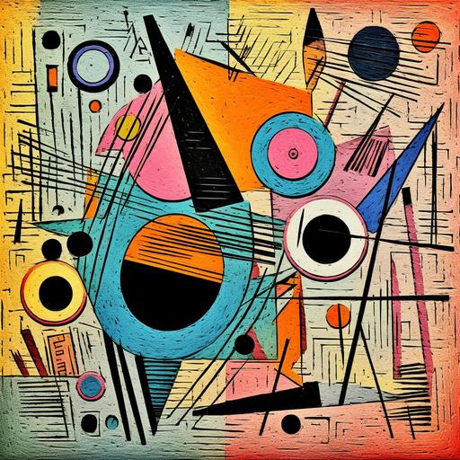 1950s cartoon crayon style aestethic meets bauhaus abstract art, noisetexture, rgbtexture, volumetric lighting, rays of texture