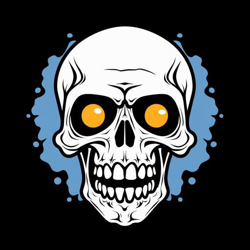 1950s style cartoon skull with eyes cross out