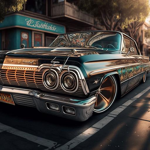1963 Chevy impala lowrider, Los Angeles, realistic, detailed