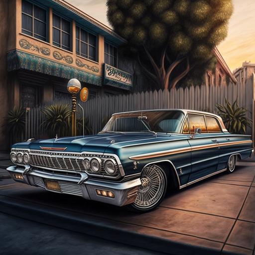1963 Chevy impala lowrider, Los Angeles, realistic, detailed