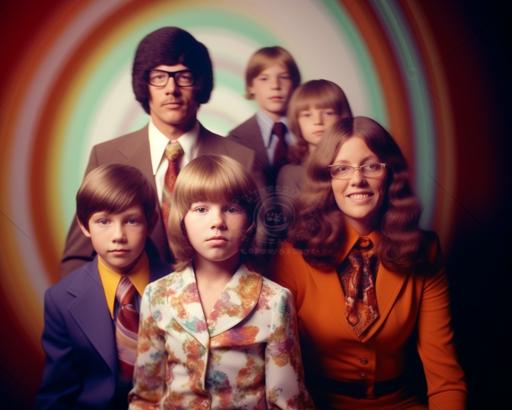 1970s-mod UHD time-lapse motion blur bokeh family photo by Olan Mills --ar 10:8