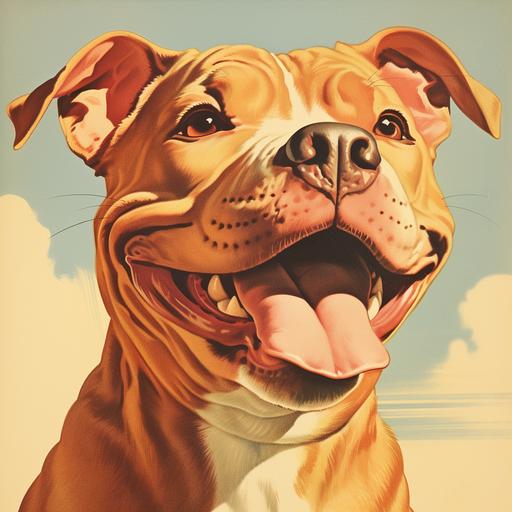 1970's poster of a happy cute pitbull dog