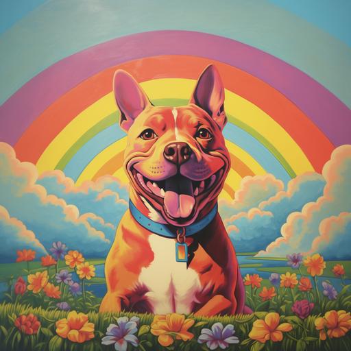 1970's poster of a happy cute pitbull dog
