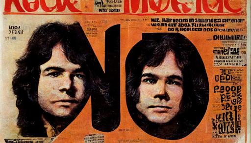 1972 Rock Music Magazine cover style, large bold typography 
