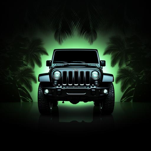 a cool glow in the dark 2016 2 door grey jeep logo. realistic, high quality, 4k