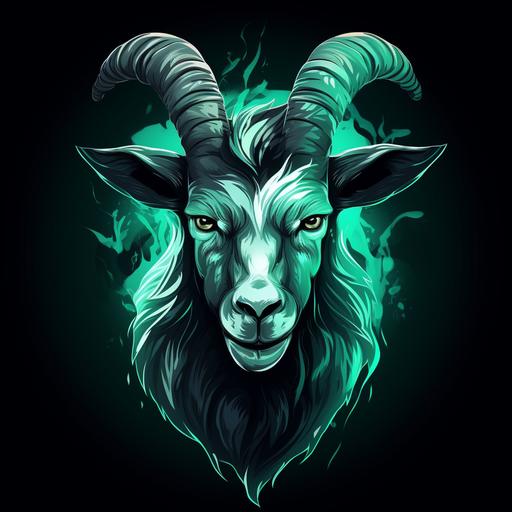 a cool glow in the dark goat logo. realistic, high quality, 4k