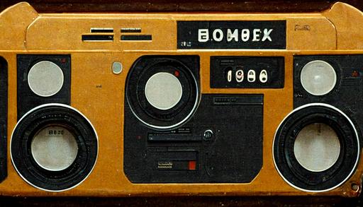 1980 Boombox with rune buttons --ar 16:9