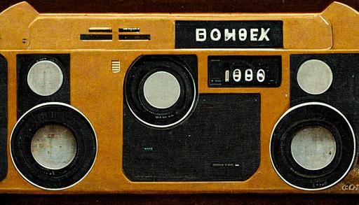 1980 Boombox with rune buttons --ar 16:9
