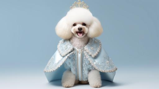 3D rendering, c4d, smiling poodle dressed like an idol, art isolated on clear color, high resolution, white background --ar 16:9