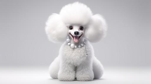 3D rendering, c4d, smiling poodle dressed like an idol, art isolated on clear color, high resolution, white background --ar 16:9
