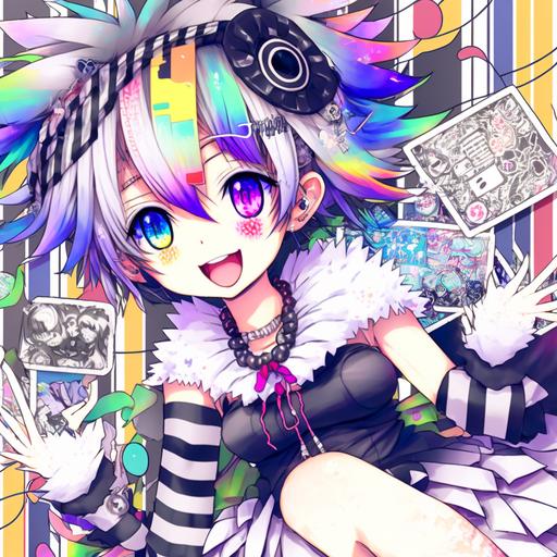 1girl, biomechanical limbs, punk style, broken, rusting, wide smile, a very very scary gr grey rotting skin, wounded, emo anime girl, scene, rainbowcore, VHS footage Chao plushies, pastel cute watercolor glitchcore witchcore, checkered spiked hair | qp flapper, trading card, maximalist fashion magazine, MMORPG UI, pastel cute | extravagant chained outfit designed by Yohji Yamamoto, JoJolion, JoJo anime style, David Production, by Hirohiko Araki, jojo pose, detailed background --v 4