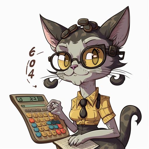 An accountant female cat cartoon style HD