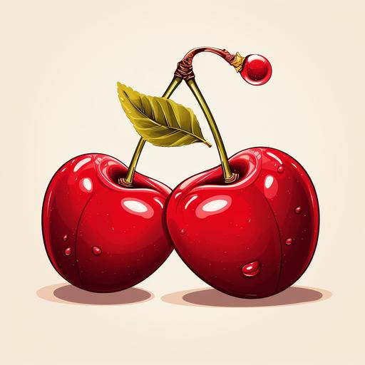 2 cartoon red cherries