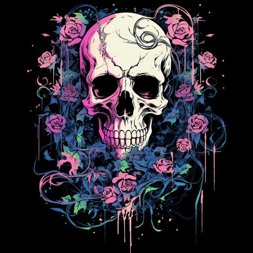 2000s inspired t-shirt design human skull emo gothic retro