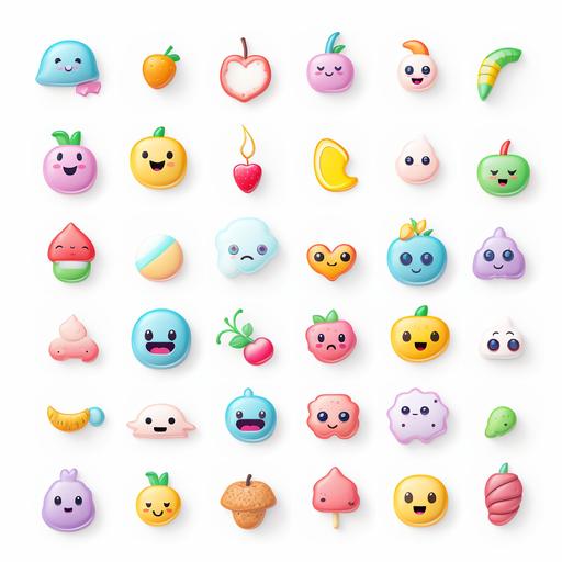 multiple categories emojis, seasonal, white background, pastel colors. --v 5.2