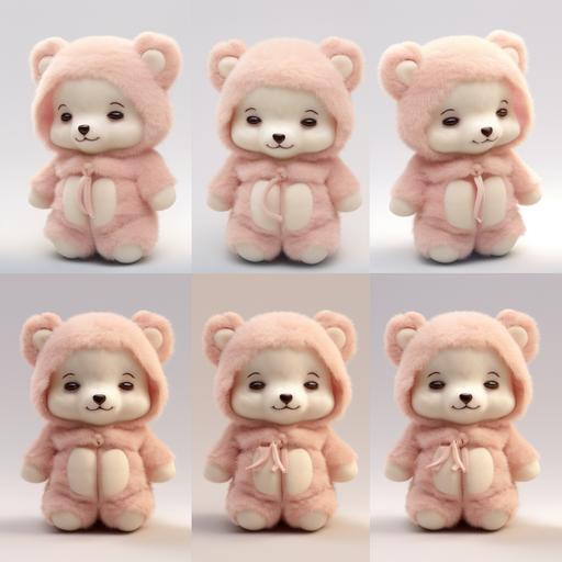 ::5 multiple photos of adorable baby teddy bears, various face expressions, with its eyes closed::5 , wearing cute pastel-colored outfits. 3d render. --v 5.2