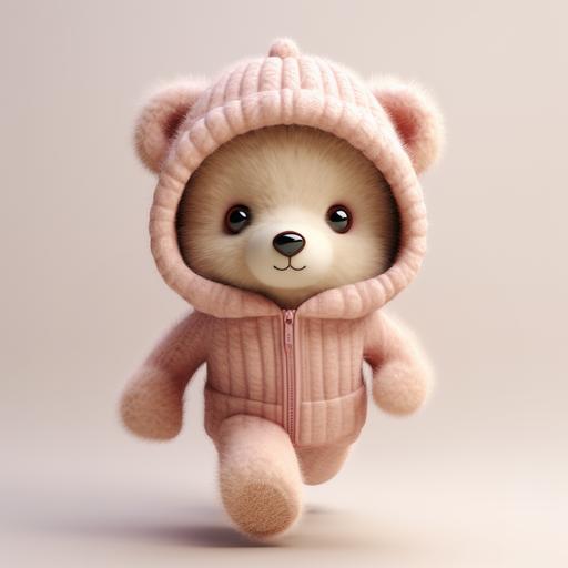 the bottom body of a teddy bear, running. 3d render. --v 5.2