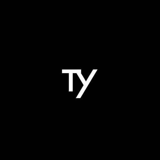 T Y wordmark Logo,simple,black and white,vector emblem,basic,low detail,