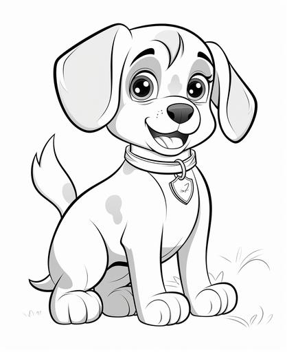 coloring page for kids,Beagle , cartoon style, thick line, low detailm no shading --ar 9:11