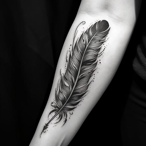 black and white feather tattoo style high detailed --seed 2222