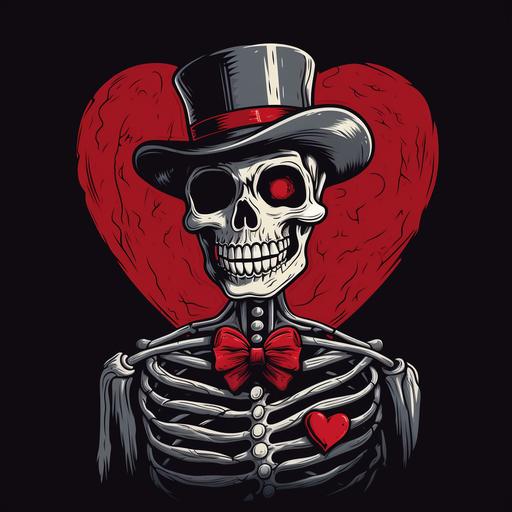 skeleton with a heart Halloween style --seed 2222