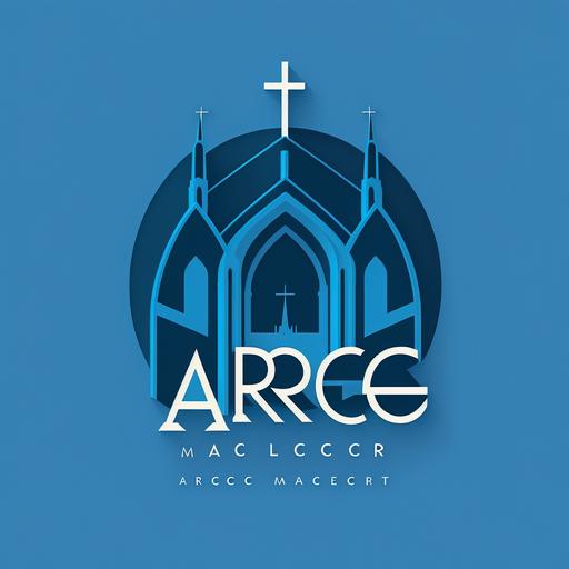 logor for AREC 24, church logo, blue font