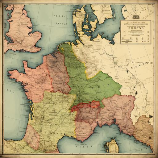 vintage style map of central europe