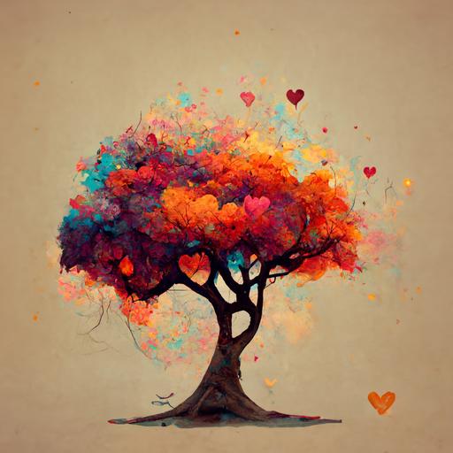warm colour detailed wishing tree :: sending out love vibes   back and white background   strong contrast